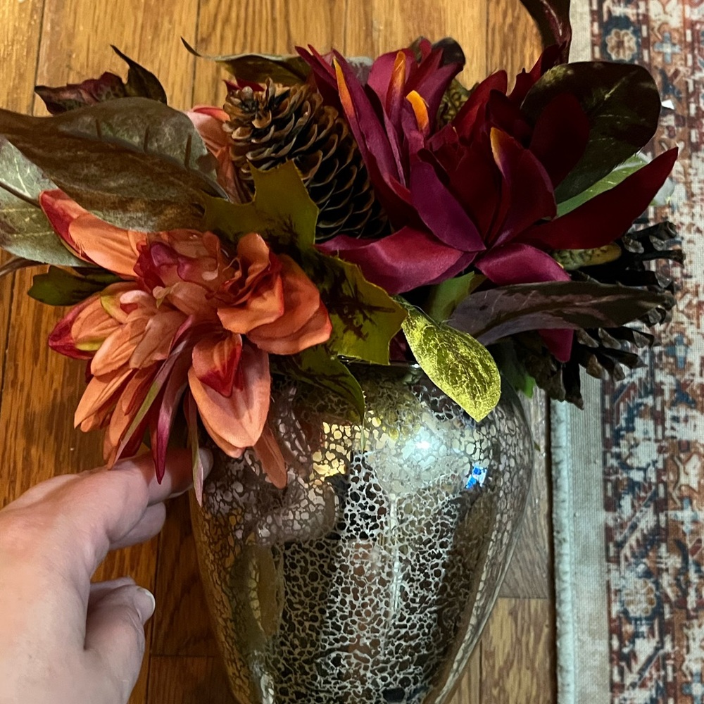 Fall Elegant Floral Arrangement in Mercury glass Vase